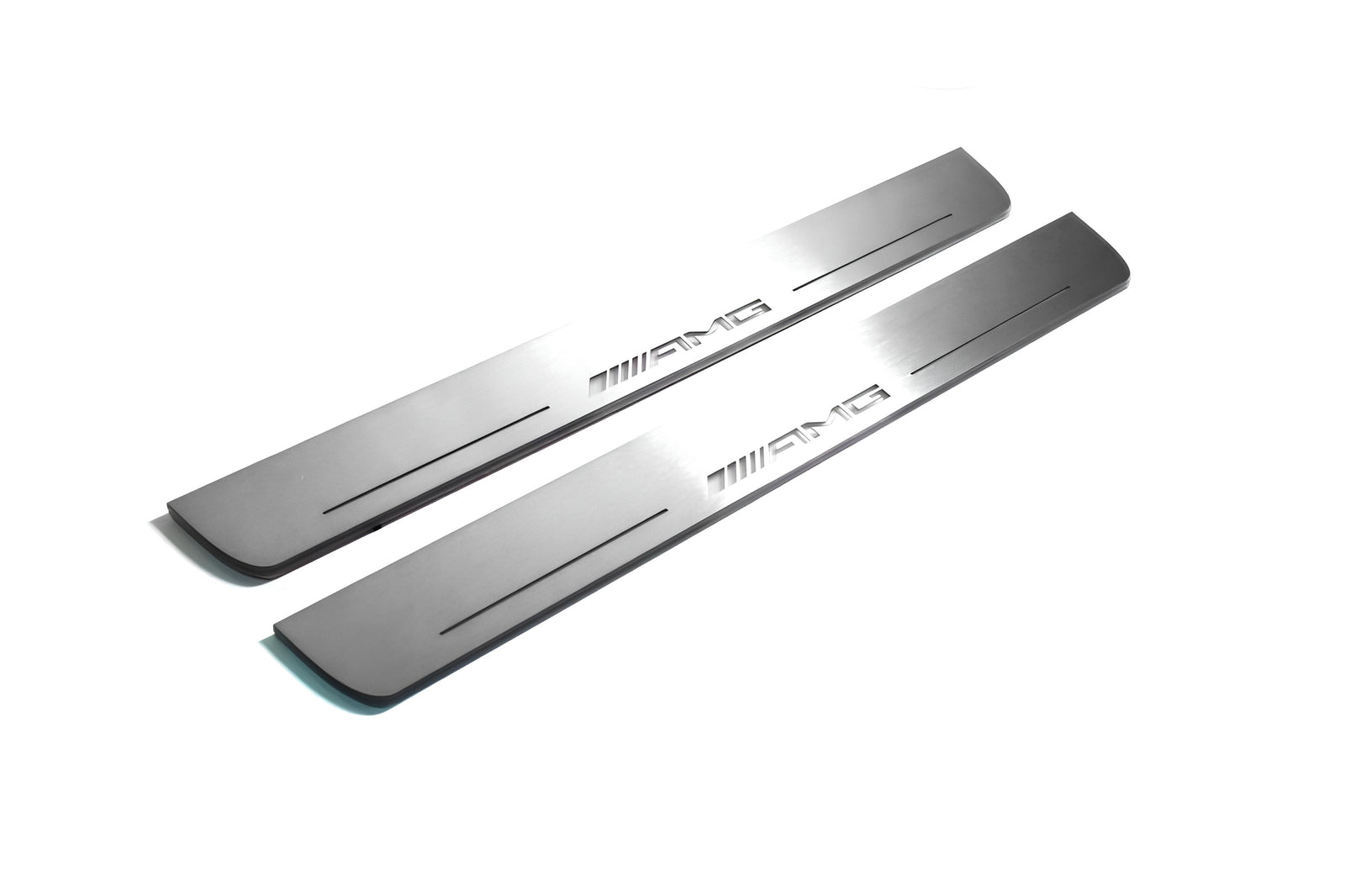 Mercedes GL X164 2006+ door sill plates in stainless steel with AMG logo