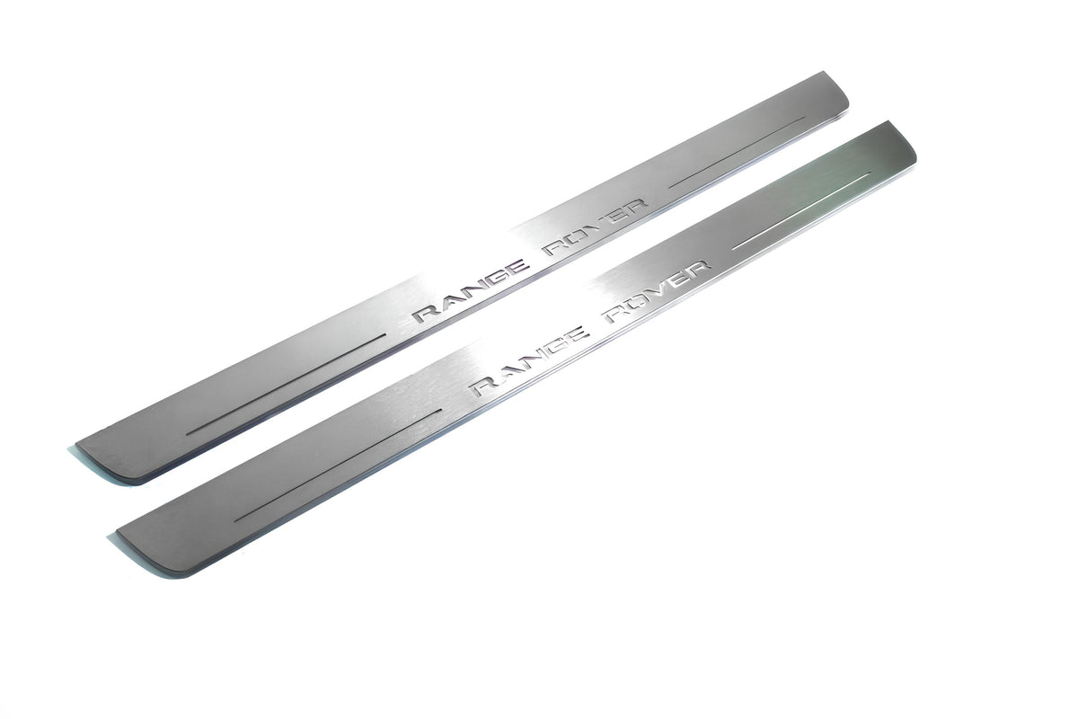 LED door sill plates Range Rover IV 2012+ in stainless steel with Range Rover logo