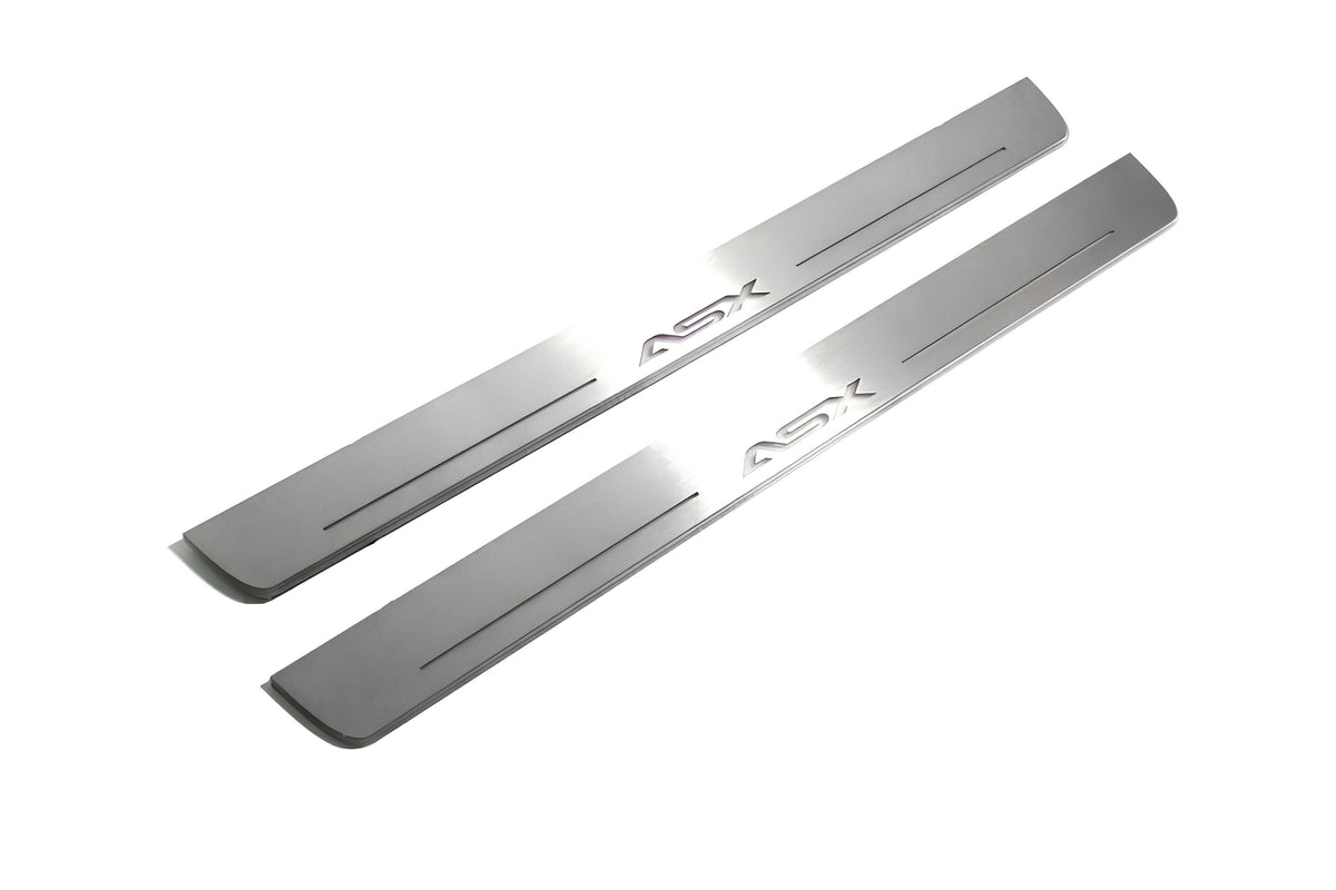 LED door sill plates Mitsubishi ASX I 2010+ in stainless steel with ASX logo