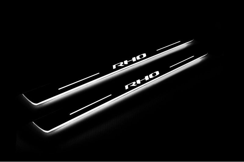 illuminated door sill protectors RAM 2500 V 2019+ stainless steel with Illuminated RHO logo