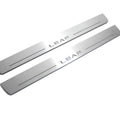 Illuminated LED Door Sill Tread Plates Nissan Leaf II 2017+ With Leaf Logo Nissan Led Door Sills opdesign