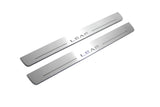 LED door sill plates for Nissan Leaf I 2010+ stainless steel with Leaf logo