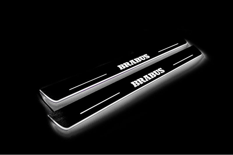 LED door sill plates stainless steel Mercedes ML W166 2011+ with Brabus logo