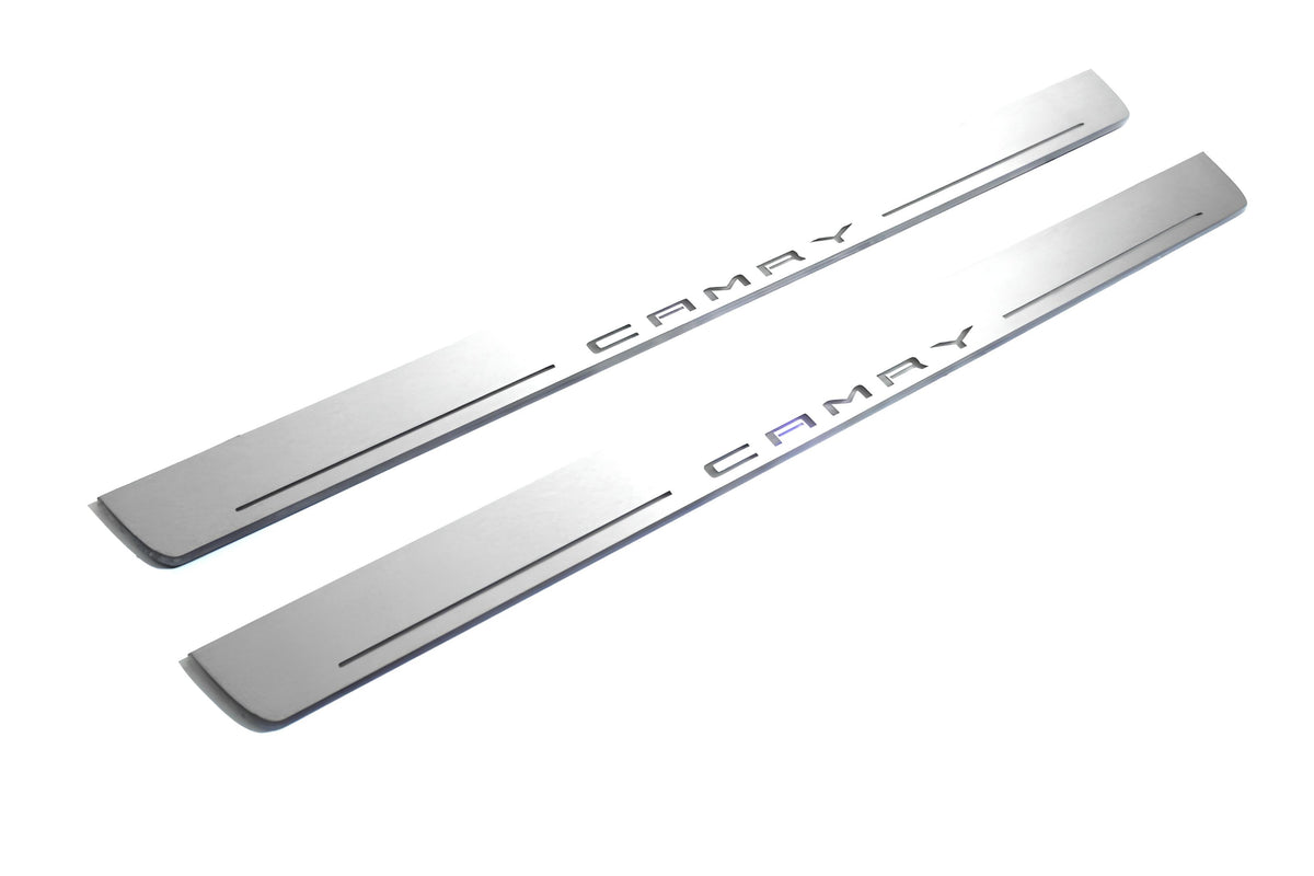 stainless steel LED door sill plates for Toyota Camry V70 2018+ with Camry logo