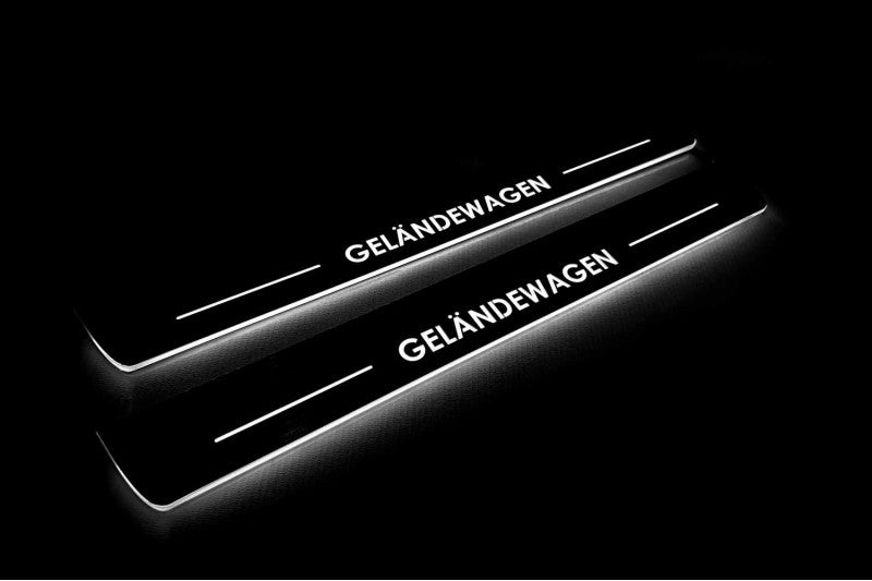 stainless steel LED door sill plates for Mercedes G-Class W464 2018+ with Geländewagen logo
