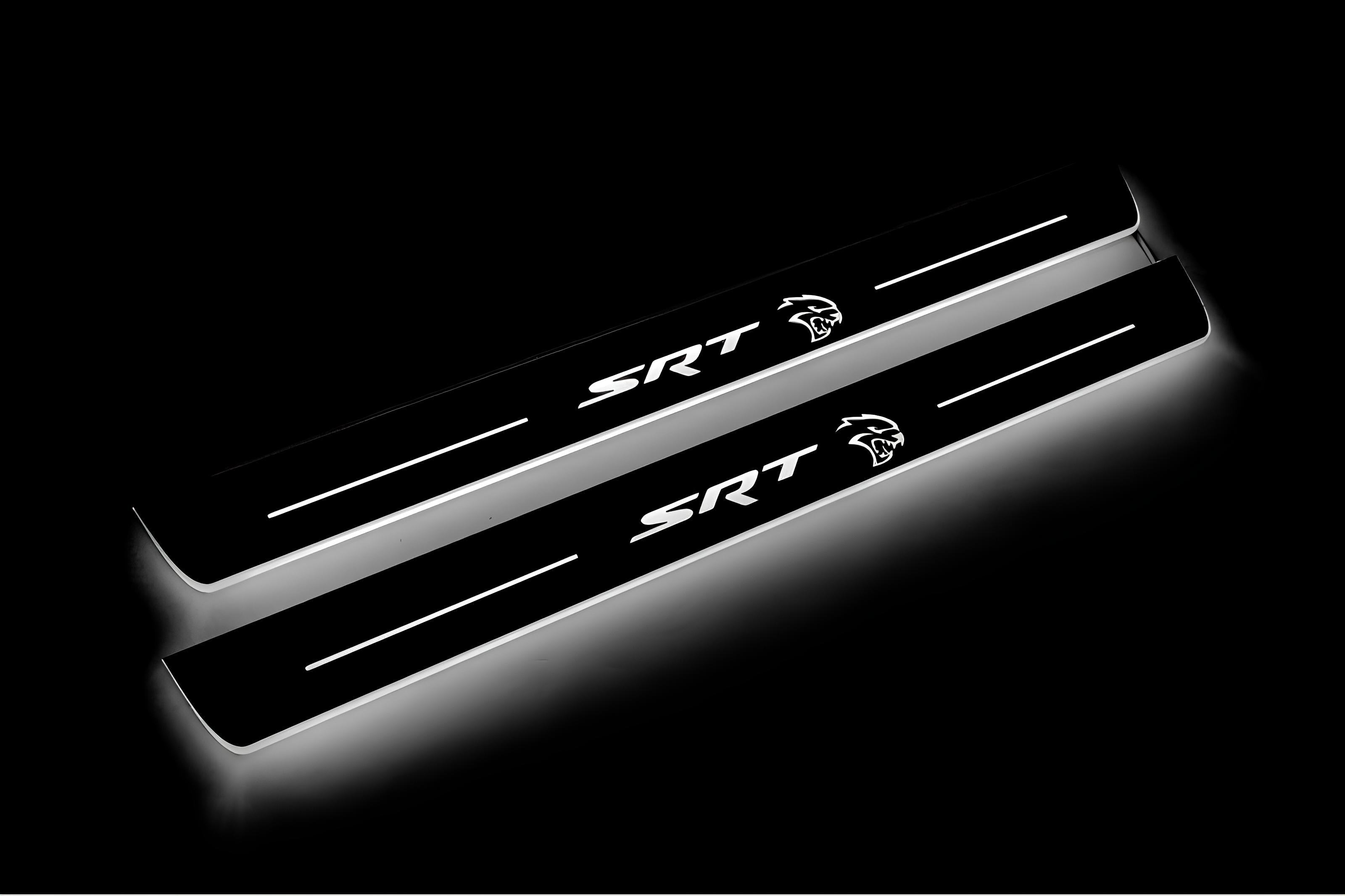 Illuminated LED Door Sill Tread Plates Chrysler 300C II 2011+ With SRT Logo Chrysler Led Door Sills opdesign