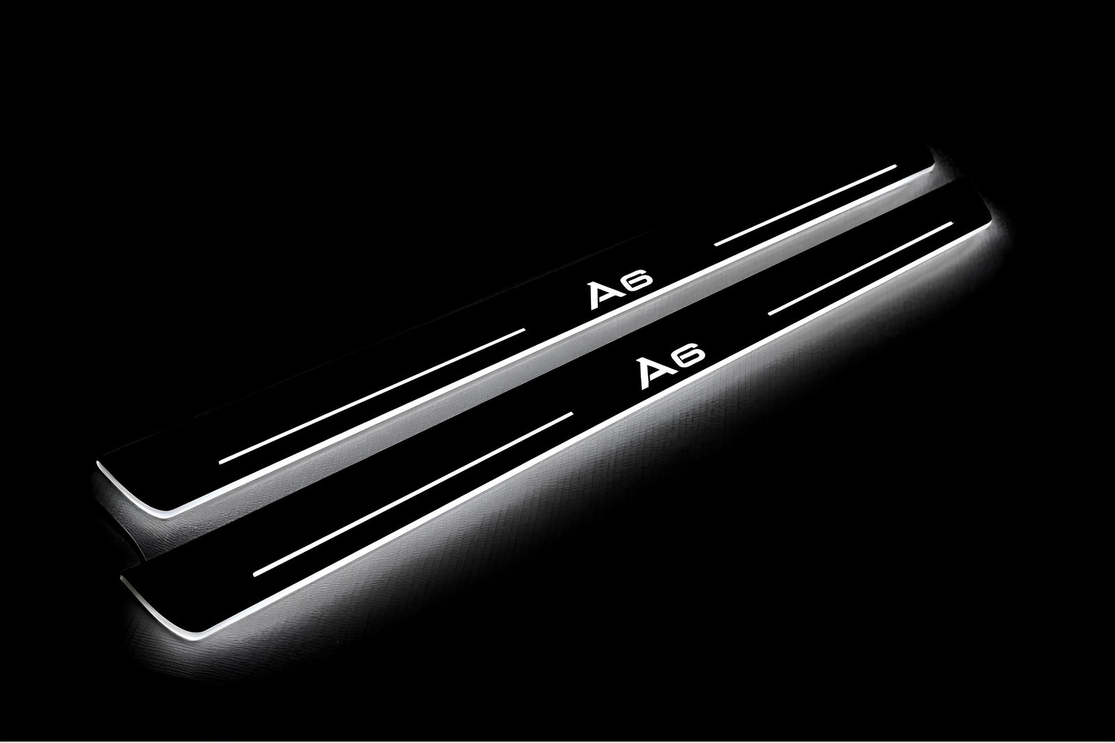 Audi A6 C7 2011+ stainless steel LED door sill plates with A6 logo