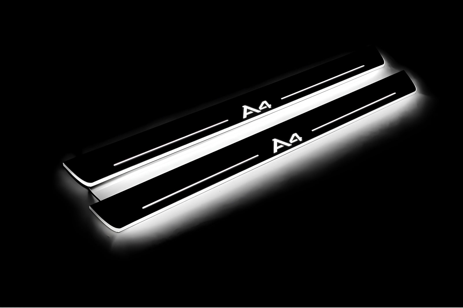 Audi A4 B8 2007+ stainless steel LED door sill plates with A4 logo