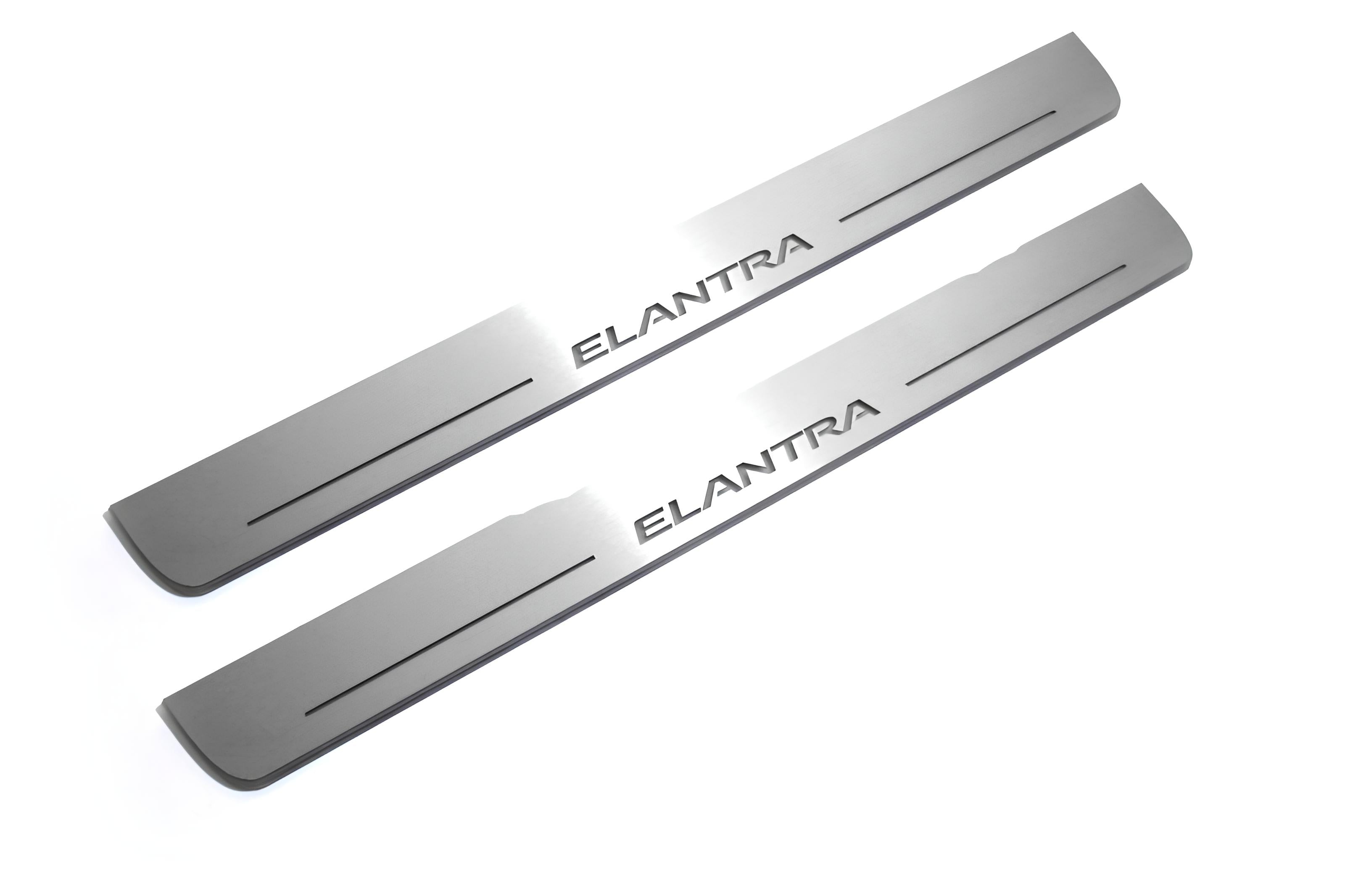 Illuminated LED Door Sill Tread Plates Hyundai Elantra V (MD) 2011-2016 With Elantra Logo Hyundai Led Door Sills opdesign