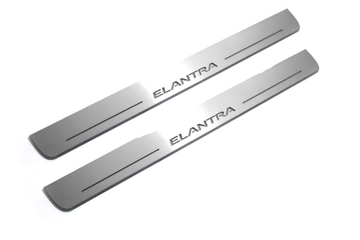 Hyundai Elantra Sedan MD 2010–2015 — Stainless Steel LED Door Sills — Elantra Logo