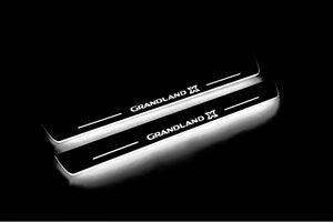Illuminated LED Door Sill Tread Plates Opel Grandland X 2017+ With Grandland X Logo Opel Led Door Sills opdesign