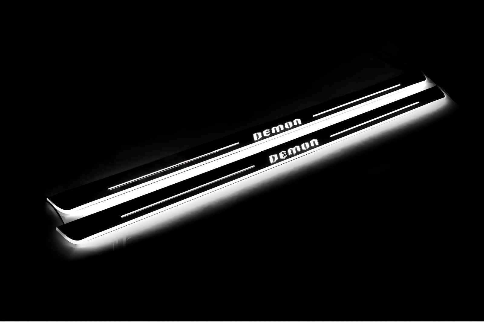 LED door sill plates for Dodge Challenger 2008+ with DEMON logo