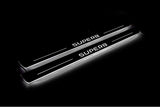 Skoda SuperB III 2015+ door sill plates in stainless steel with SuperB logo