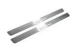 LED door sill plates Toyota Tundra IV XK80 2022+ in stainless steel with TRD pro logo