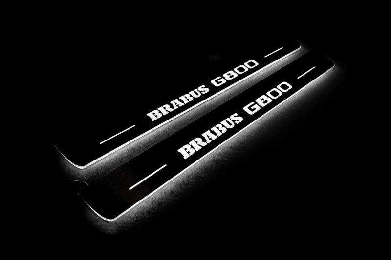 LED door sill plates for Mercedes G-Class W464 2018+ stainless steel with Brabus G800 logo