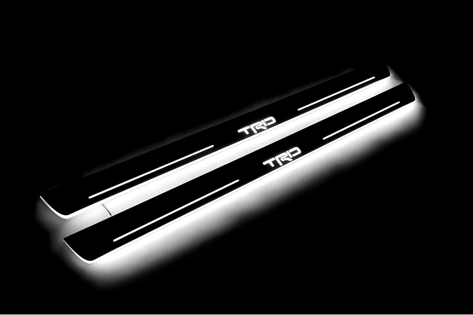 Toyota Camry V70 2018+ stainless steel illuminated entry guards with TRD logo