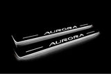 Oldsmobile Aurora I 1995+ LED door sill plates stainless steel with Aurora logo