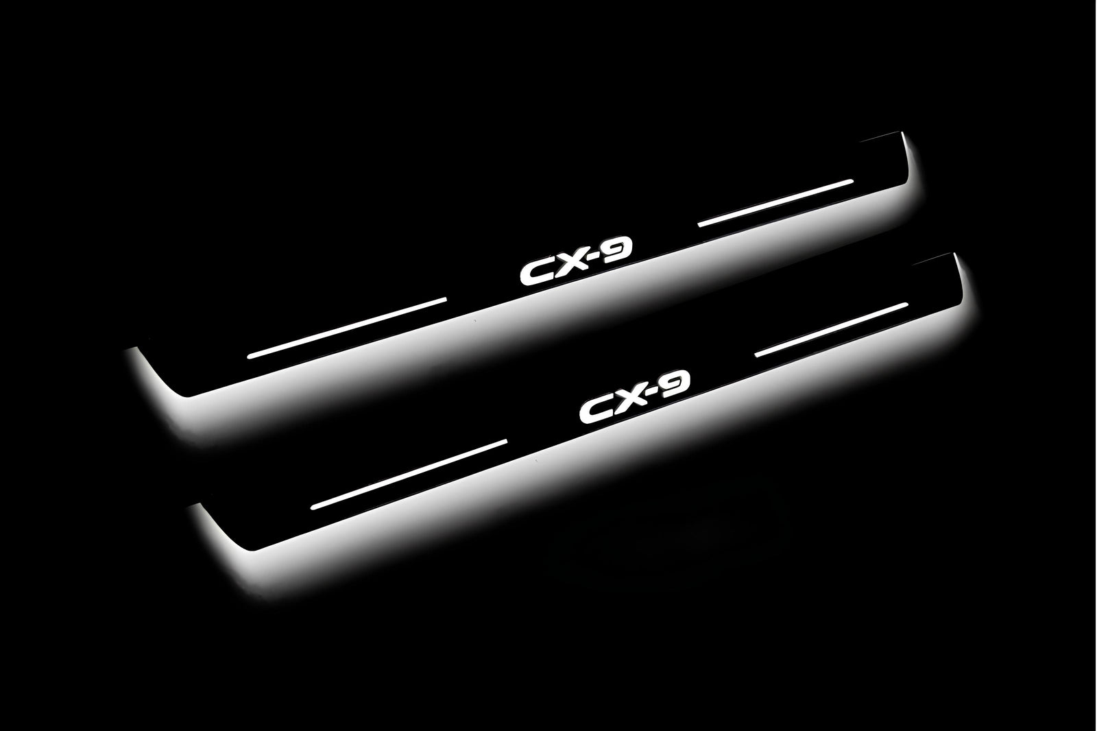 Mazda II 2016+ LED door sill plates stainless steel with CX-9 logo