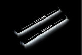 Dacia Logan II 2013+ stainless steel illuminated entry guards with Logan logo
