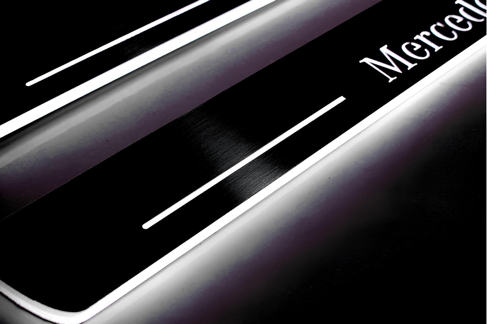 stainless steel LED door sill plates for Mercedes CLS II (C218) 2010+ with Mercedes-Benz logo