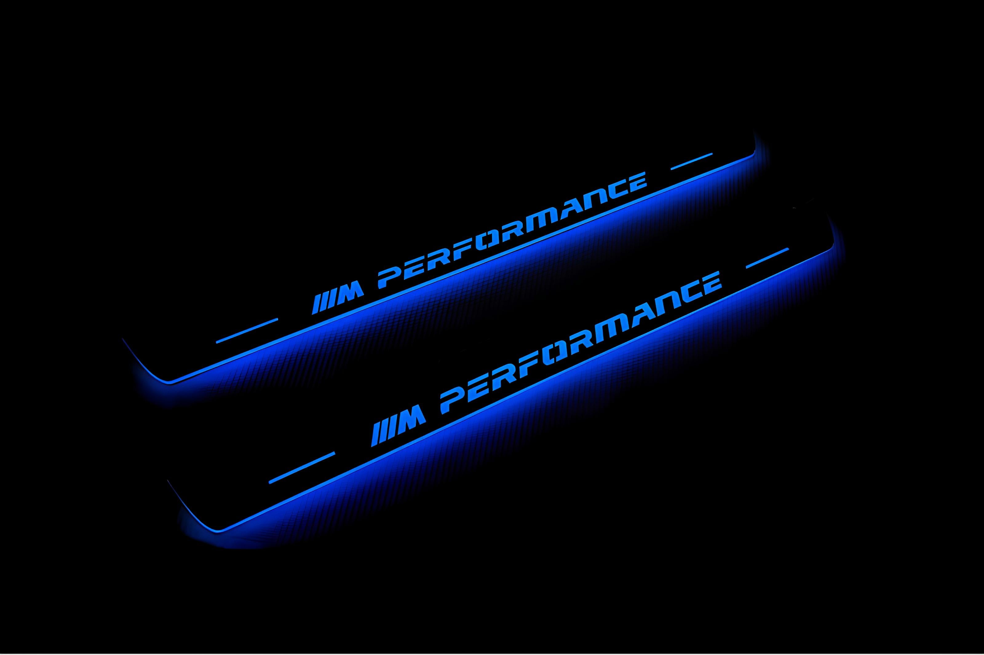 Illuminated LED Door Sill Tread Plates BMW X6 F16 2015-2019 With M Perfomance Logo BMW Led Door Sills opdesign