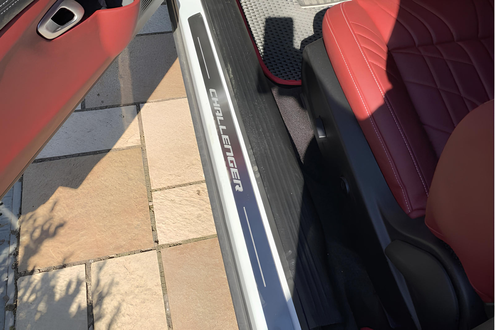 LED door sill plates for Dodge Challenger 2008+ stainless steel with Challenger logo