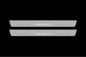 Illuminated LED Door Sill Tread Plates Mercedes GLE I 2015-2019 With Brabus Logo Mercedes Led Door Sills decoinfabric