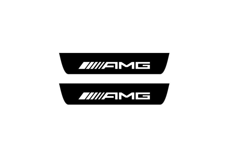 illuminated door sill protectors for Mercedes ML W166 2011+ stainless steel with AMG logo