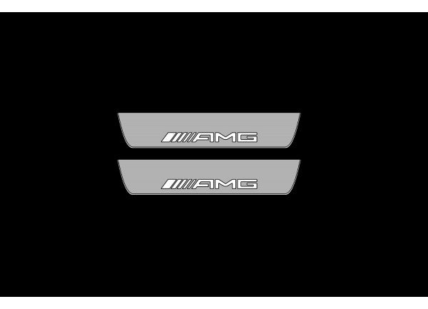 Illuminated LED Door Sill Tread Plates Mercedes GLE I C292 2015-2019 With AMG Logo Mercedes Led Door Sills opdesign