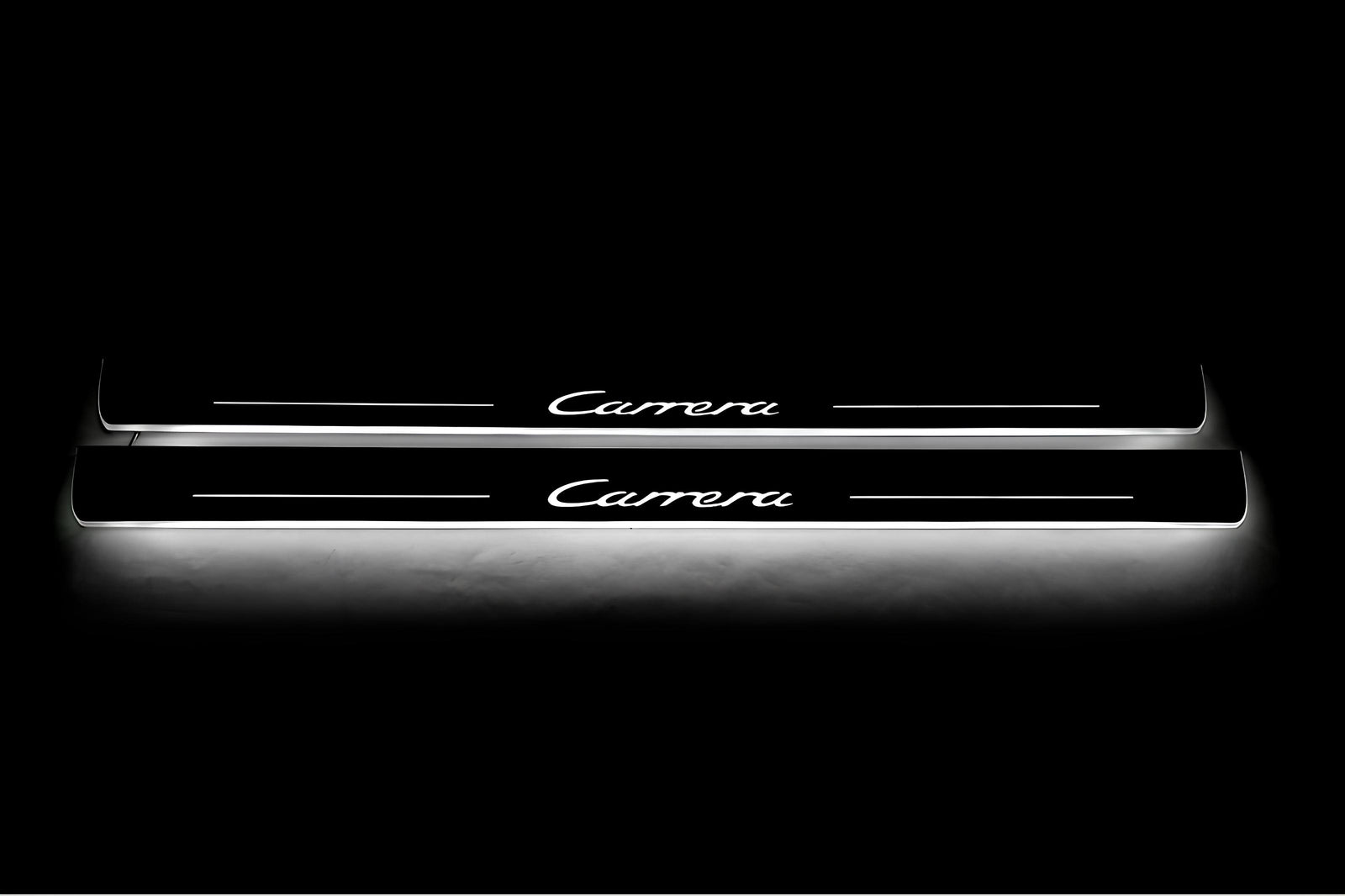 Porsche 911 (996) 1997+ LED door sill plates stainless steel with Carrera logo