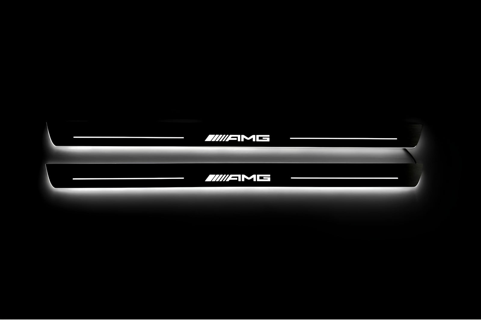 Mercedes C W205 Coupe 2014+ stainless steel LED door sill plates with AMG logo