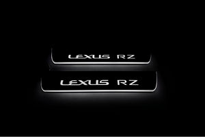 Illuminated LED Door Sill Tread Plates Lexus RZ 2022+ With Lexus RZ Logo Lexus Led Door Sills decoinfabric