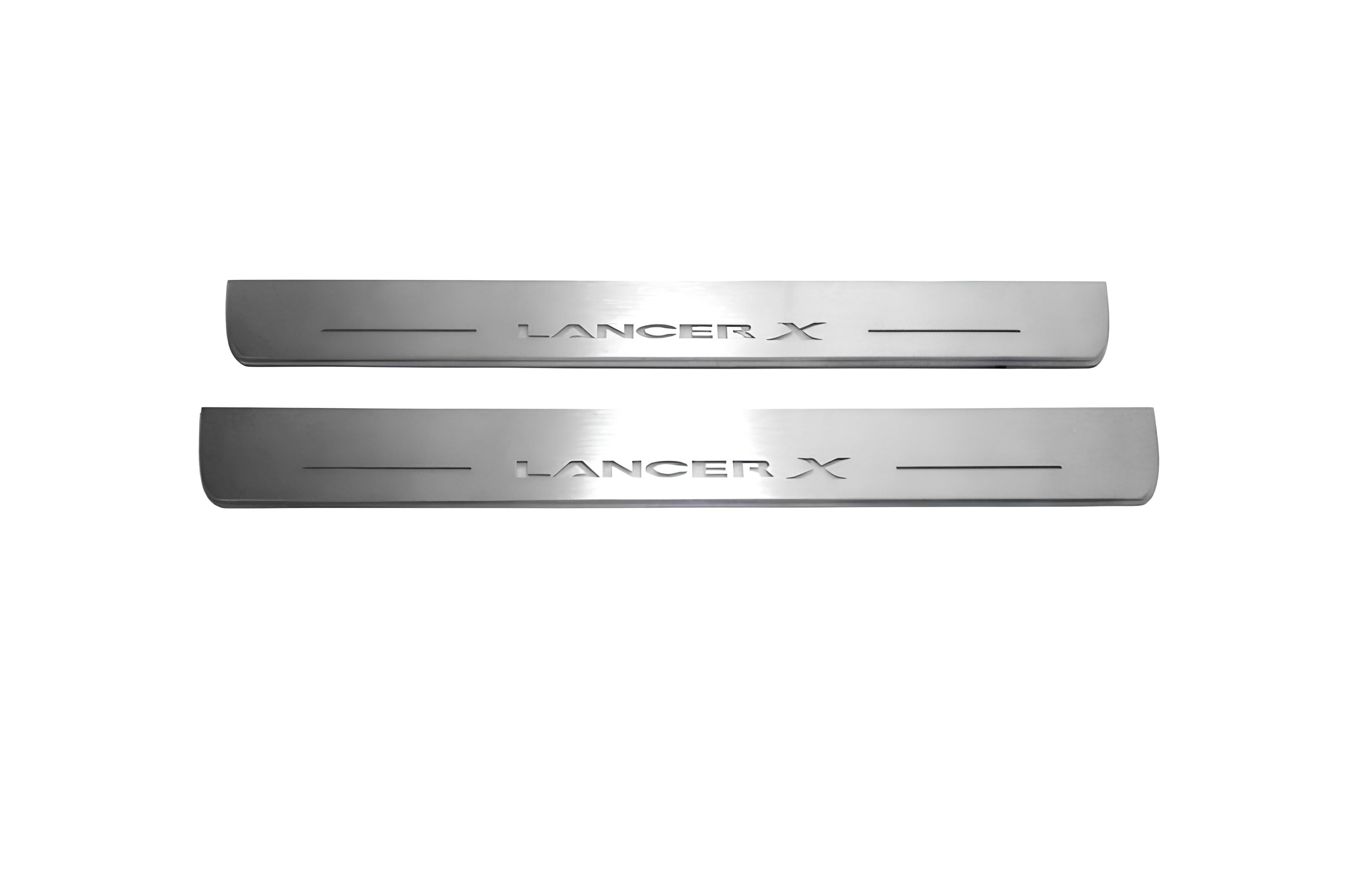 Illuminated LED Door Sill Tread Plates Mitsubishi Lancer X 2007-2017 With Lancer X Logo Mitsubishi Led Door Sills opdesign