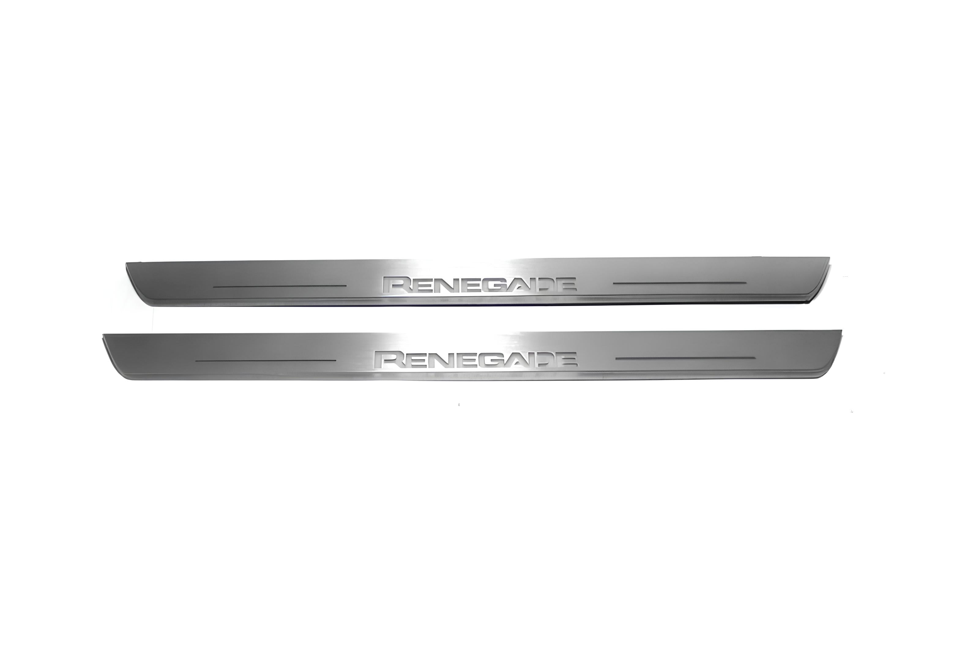 Illuminated LED Door Sill Tread Plates Jeep Renegade 2014+ With Renegade Logo Jeep Led Door Sills opdesign