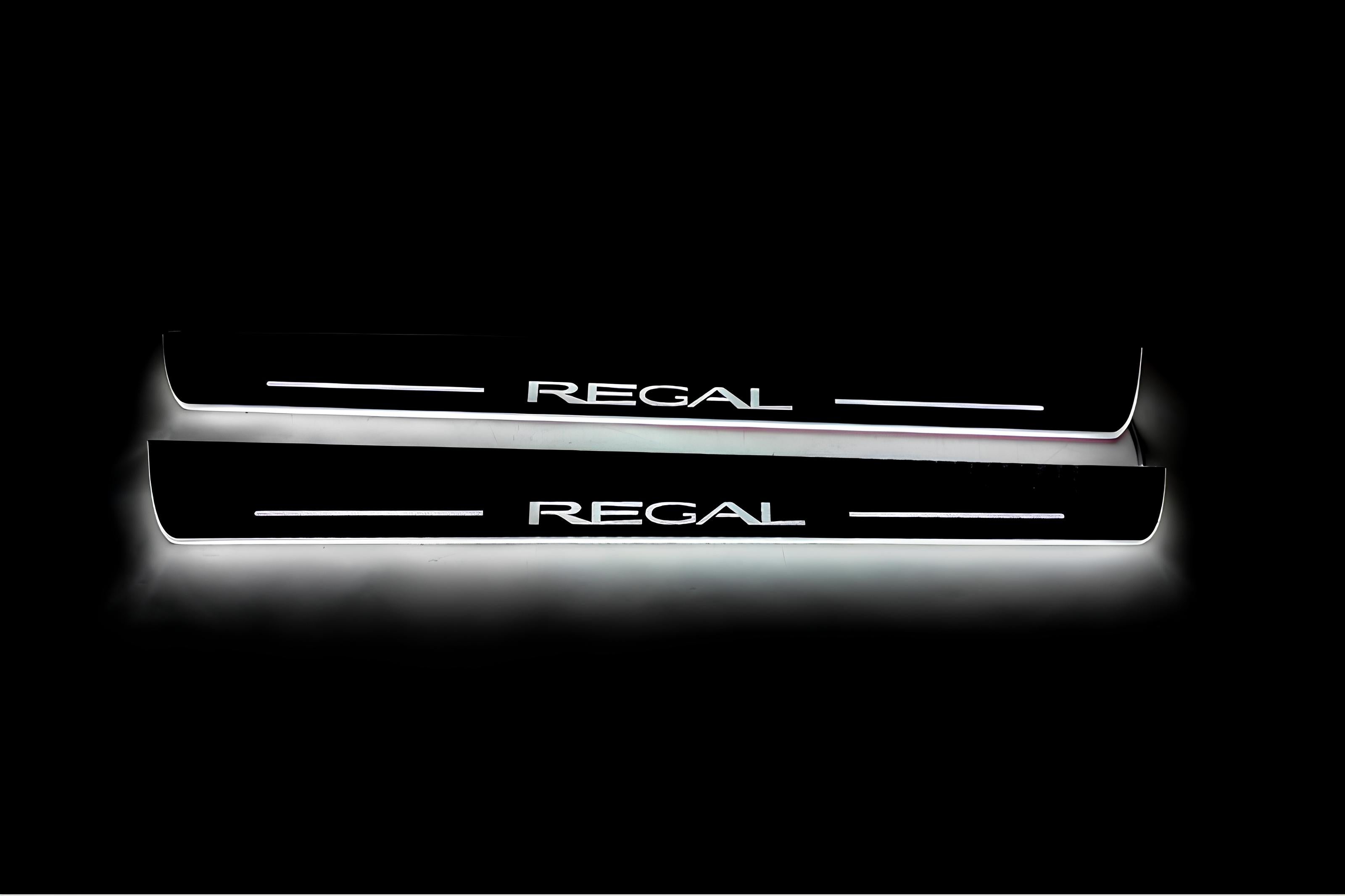 Illuminated LED Door Sill Tread Plates Buick Regal V 2008-2017 With Regal Logo Buick Led Door Sills decoinfabric