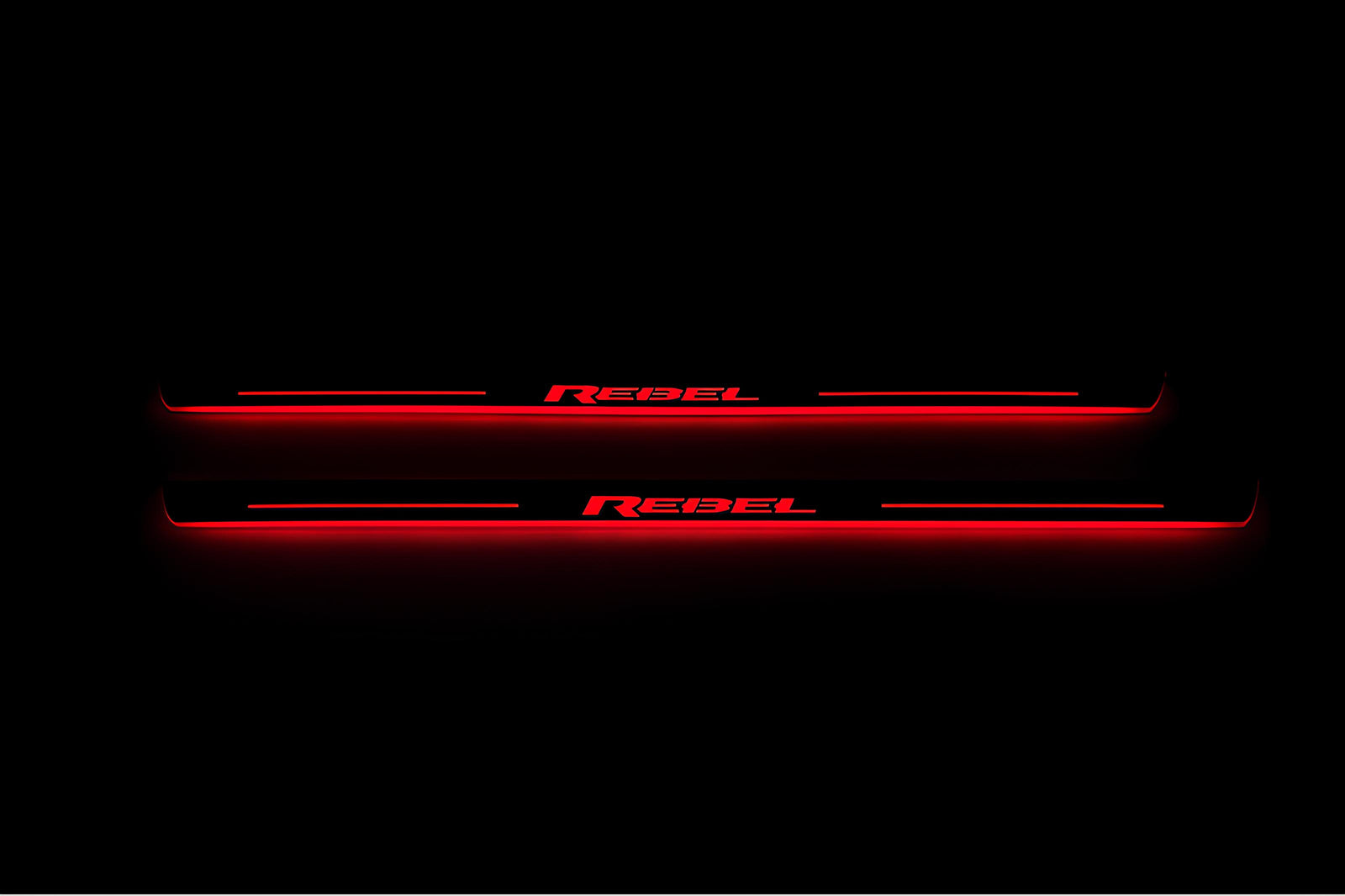 illuminated door sill protectors for RAM 2500 V 2019+ with Illuminated REBEL logo