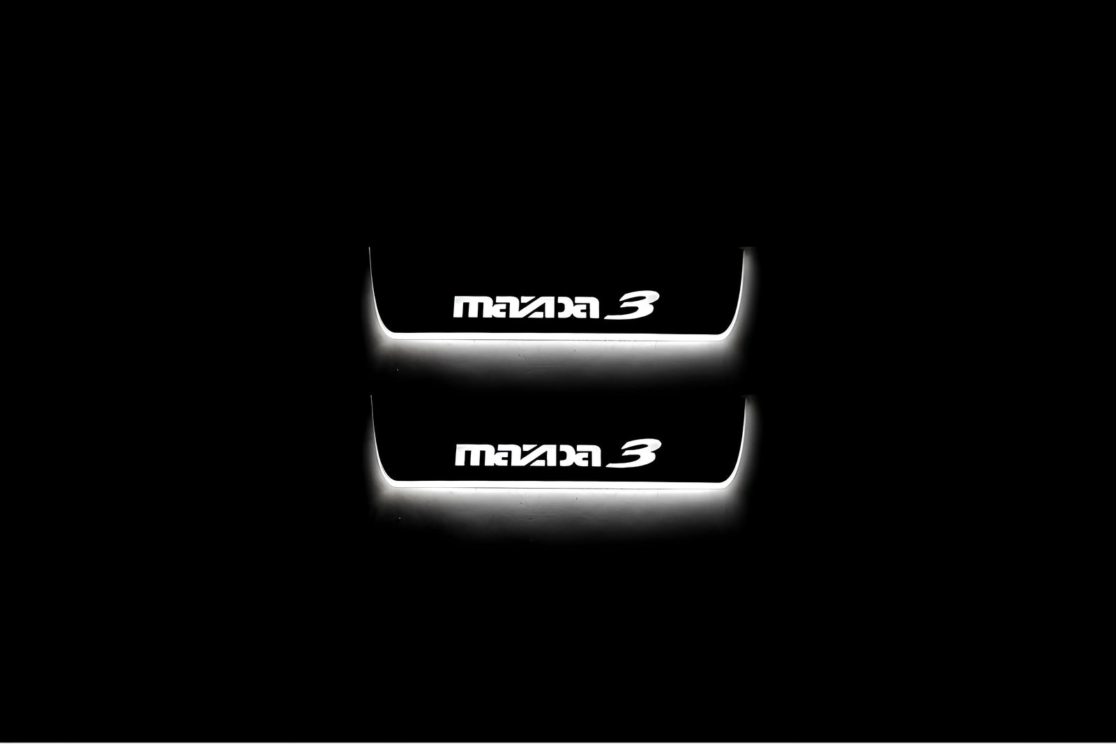 Mazda 3 II 2009+ entry guards in stainless steel with Mazda 3 logo
