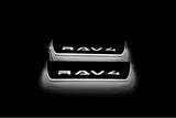 stainless steel LED door sill plates for Toyota Rav4 VI XA60 2025-2026 with Rav4 logo