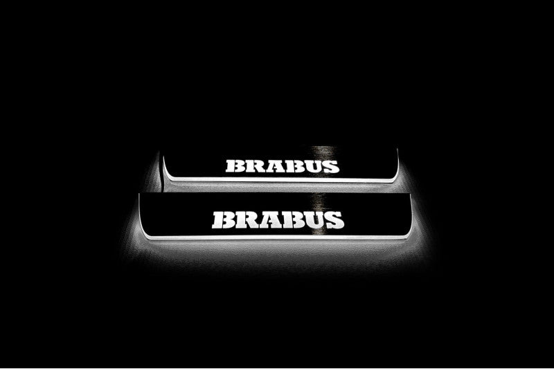 Mercedes ML W166 2011+ LED door sill plates stainless steel with Brabus logo