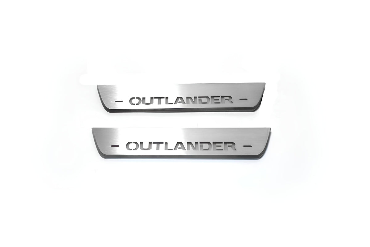 Mitsubishi Outlander II CW 2007+ LED door sill plates stainless steel with Outlander logo