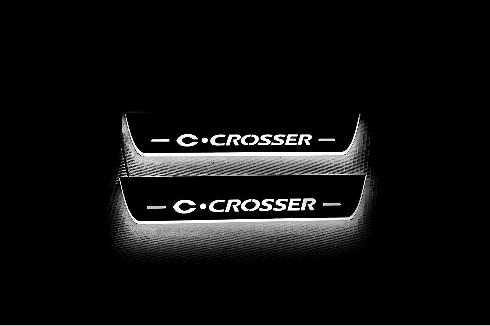 stainless steel LED door sill plates for Citroen C-Crosser 2007+ with C-Crosser logo