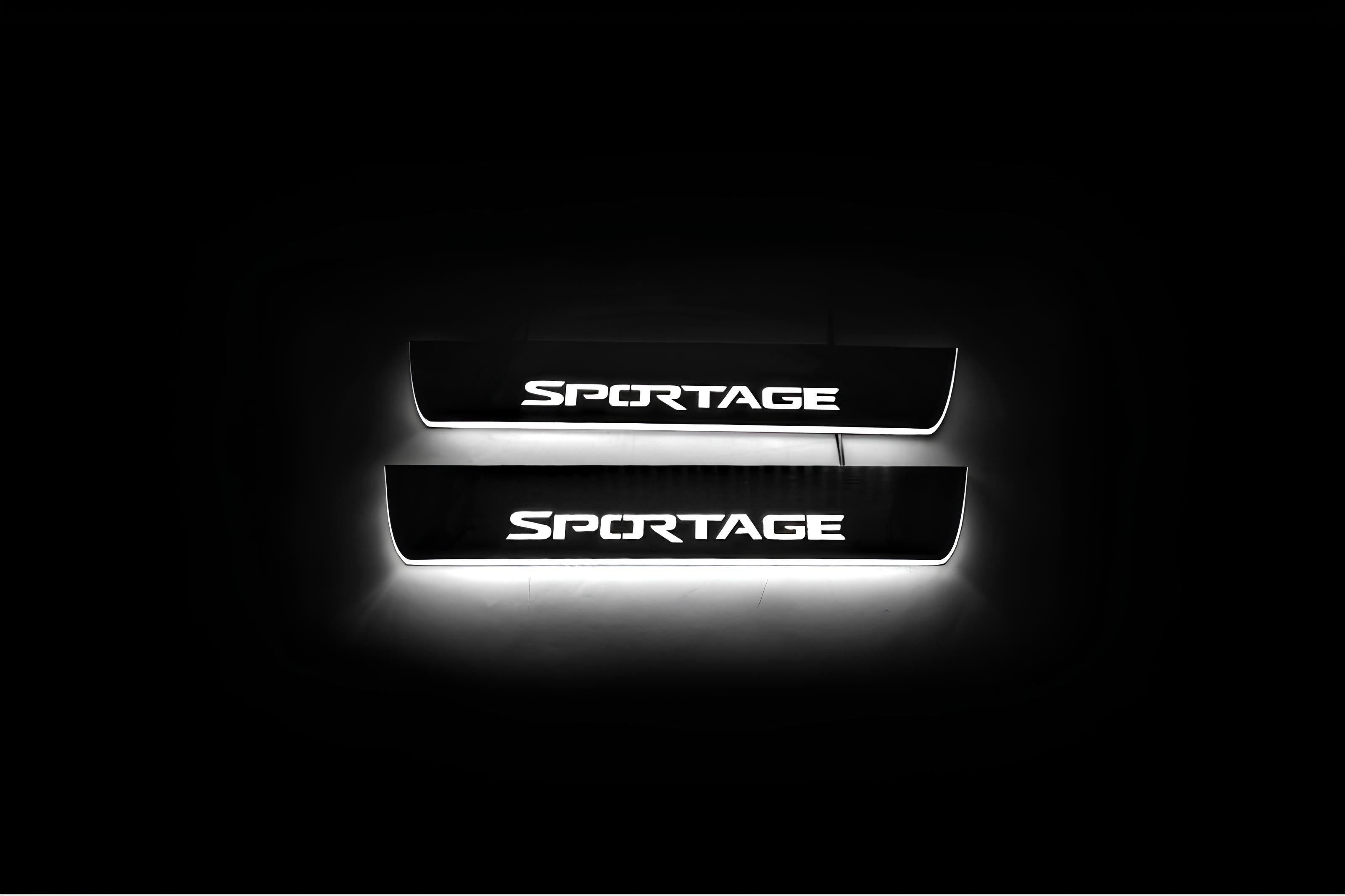 Illuminated LED Door Sill Tread Plates Kia Sportage IV 2015-2022 With Sportage Logo KIA Led Door Sills opdesign
