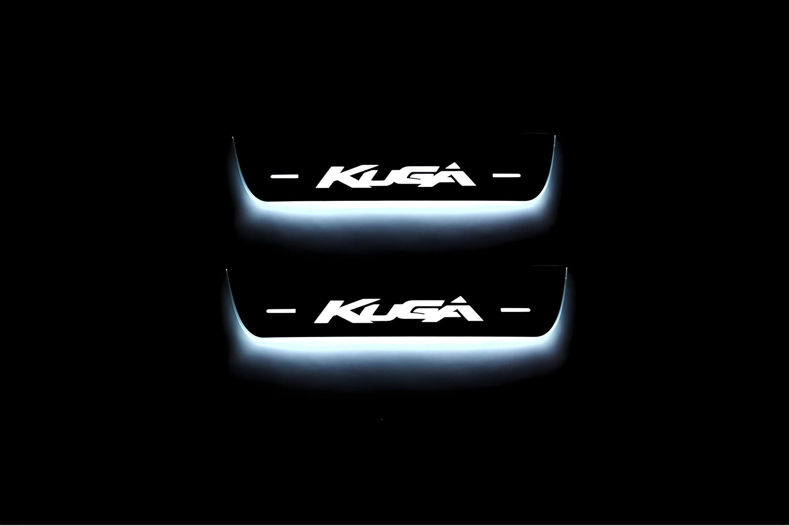 Ford Kuga II 2013+ LED door sill plates in stainless steel with Kuga logo