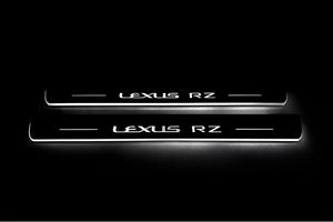 Illuminated LED Door Sill Tread Plates Lexus RZ 2022+ With Lexus RZ Logo Lexus Led Door Sills decoinfabric