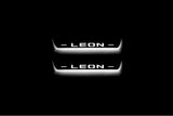 Seat Leon III 2013+ entry guards in stainless steel with Leon logo
