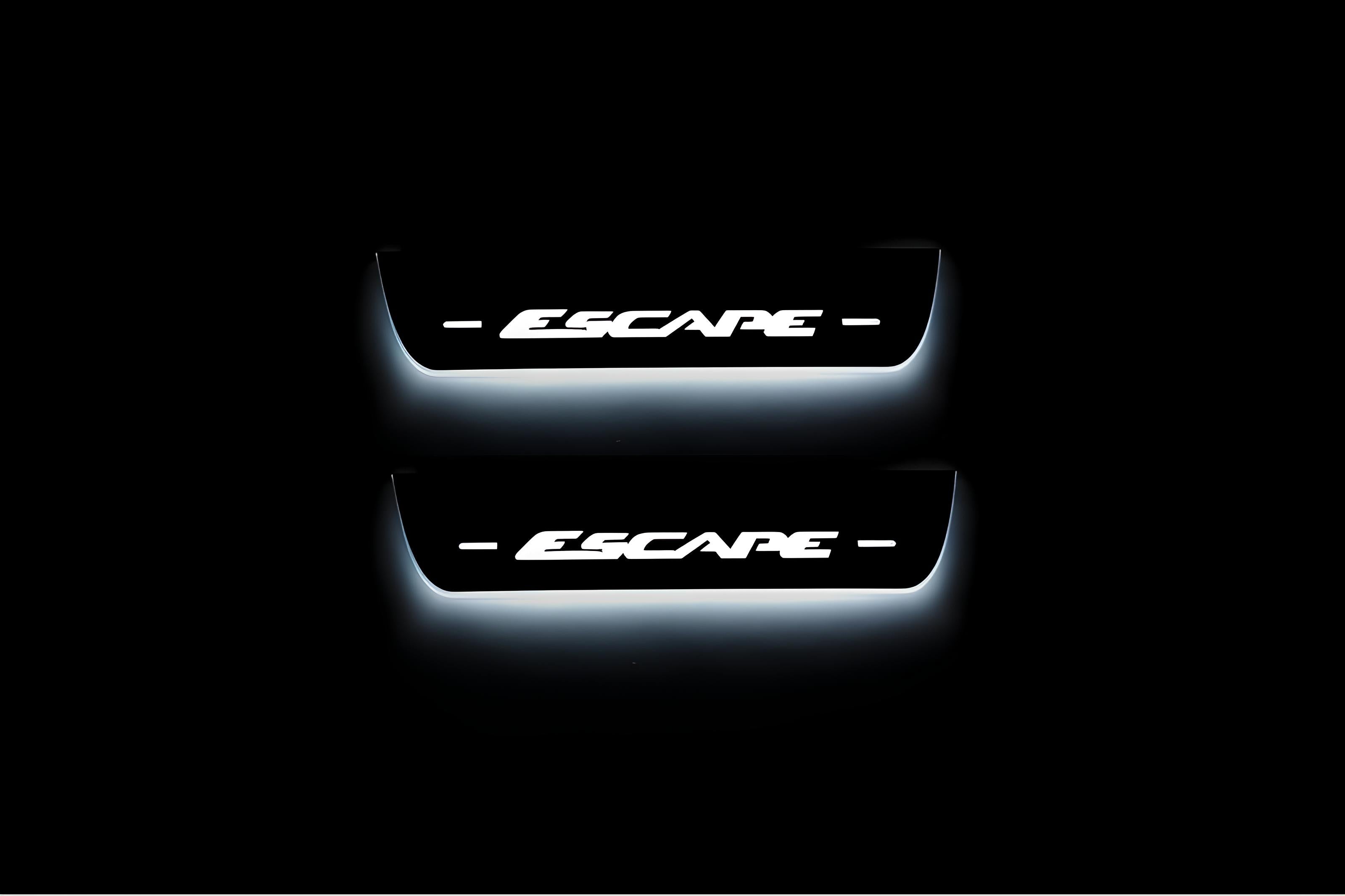Illuminated LED Door Sill Tread Plates Ford Escape III 2013-2019 With Escape Logo Ford Led Door Sills opdesign