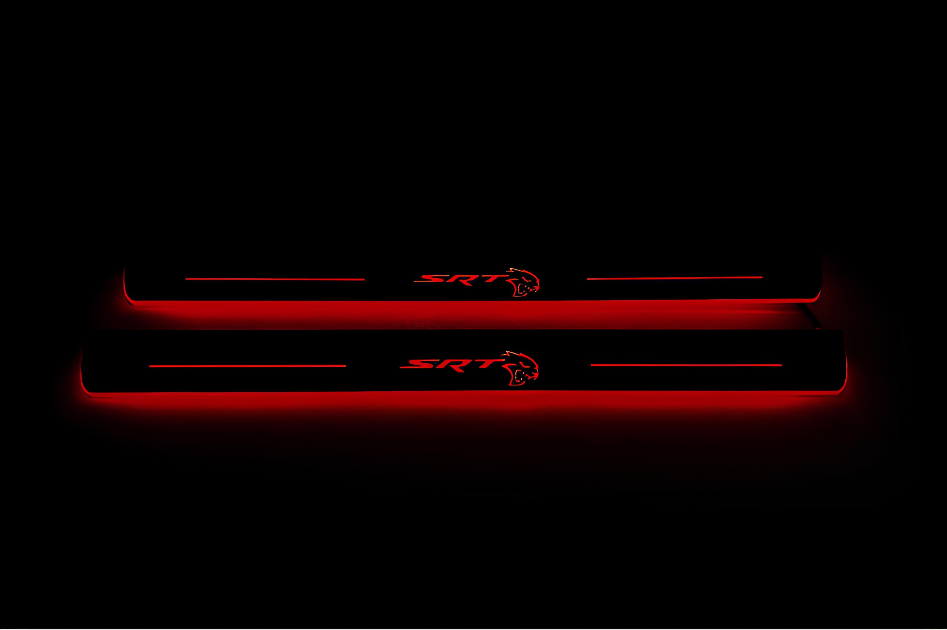 Illuminated LED Door Sill Tread Plates Chrysler 300C II 2011-2023 With SRT HELLCAT Logo Chrysler Led Door Sills decoinfabric