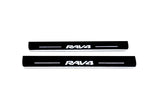 Toyota Rav4 IV XA40 2013+ LED door sill plates in stainless steel with Rav4 logo