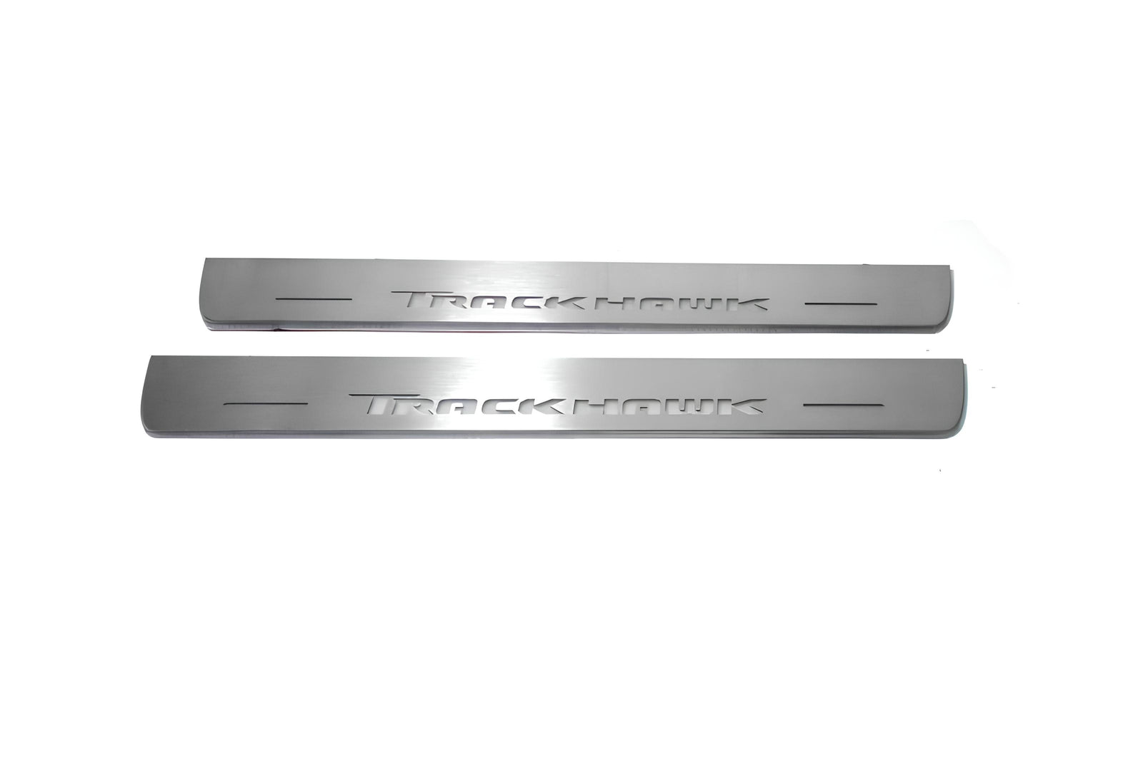 LED door sill plates for Jeep Grand Cherokee IV WK2 2010+ stainless steel with TrackHawk logo