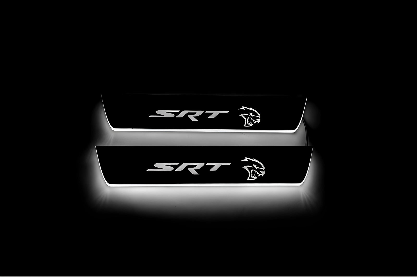 Dodge Charger LD 2023+ illuminated entry guards in stainless steel with SRT Hellcat logo